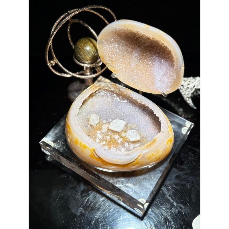 HKCG0327-048 收藏級大口方解紫金沙彩晶盤 140mm x 100mm (A48)