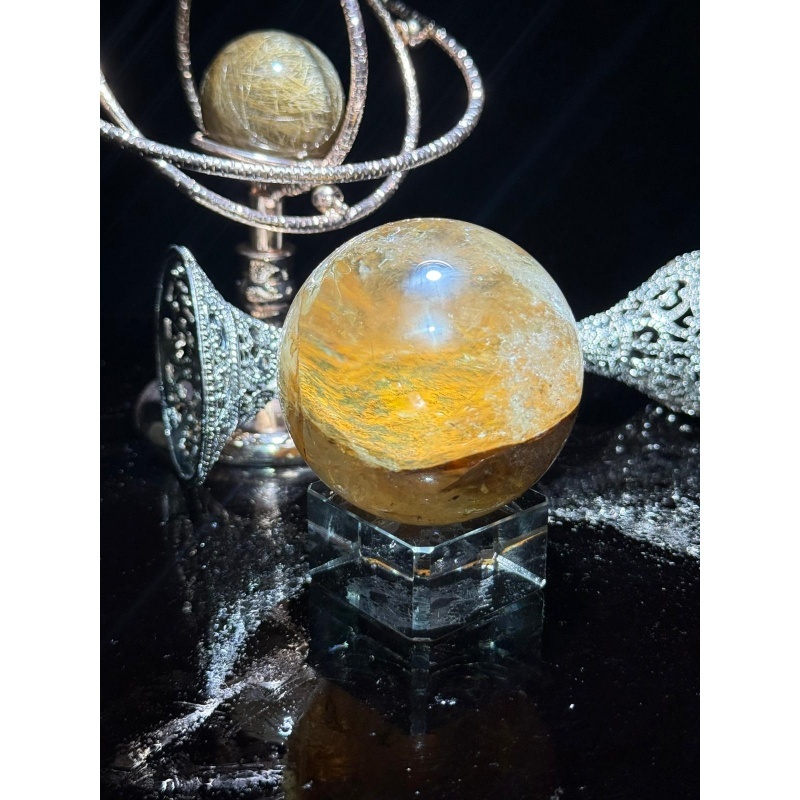 HKCG0327-100 超稀有全天然原生態意境黃水晶 62mm (A100)