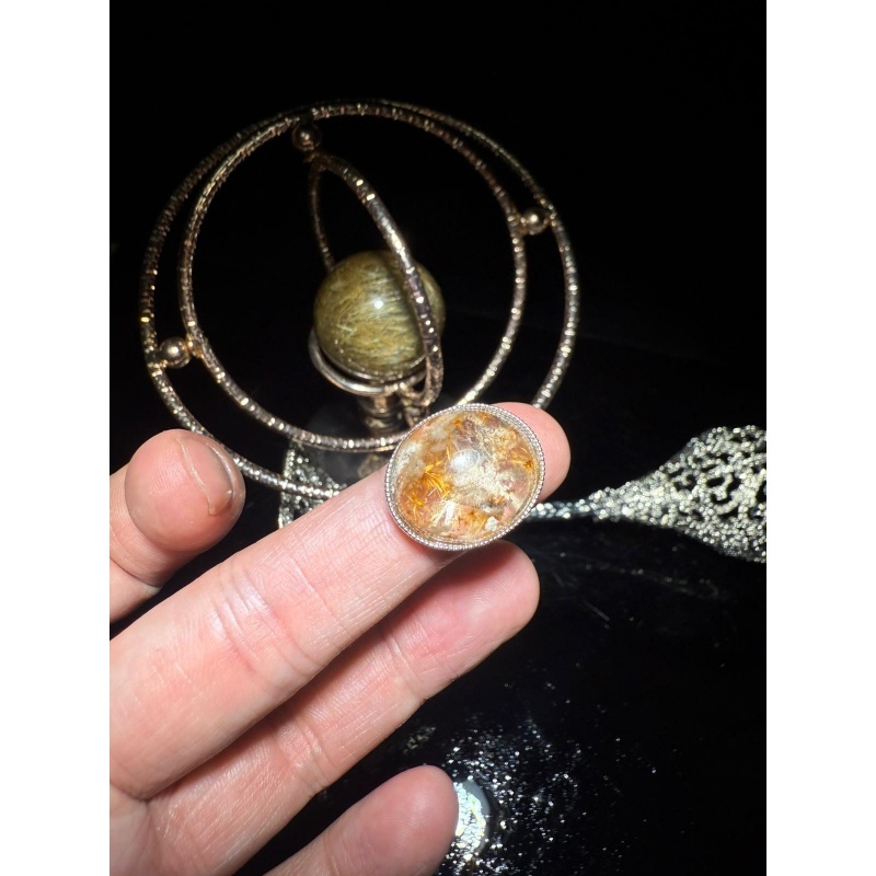 HKCG0327-098 吊墜手鏈 兩用水晶魔盒 極稀有金鈦花 (A98)