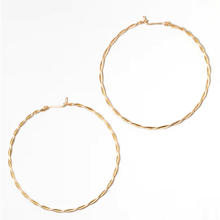 1YA0326-213 [YAY PARIS] Large Twisted Hoop Earrings Laminated Gold #23AHC-301sitomx100 (EU)