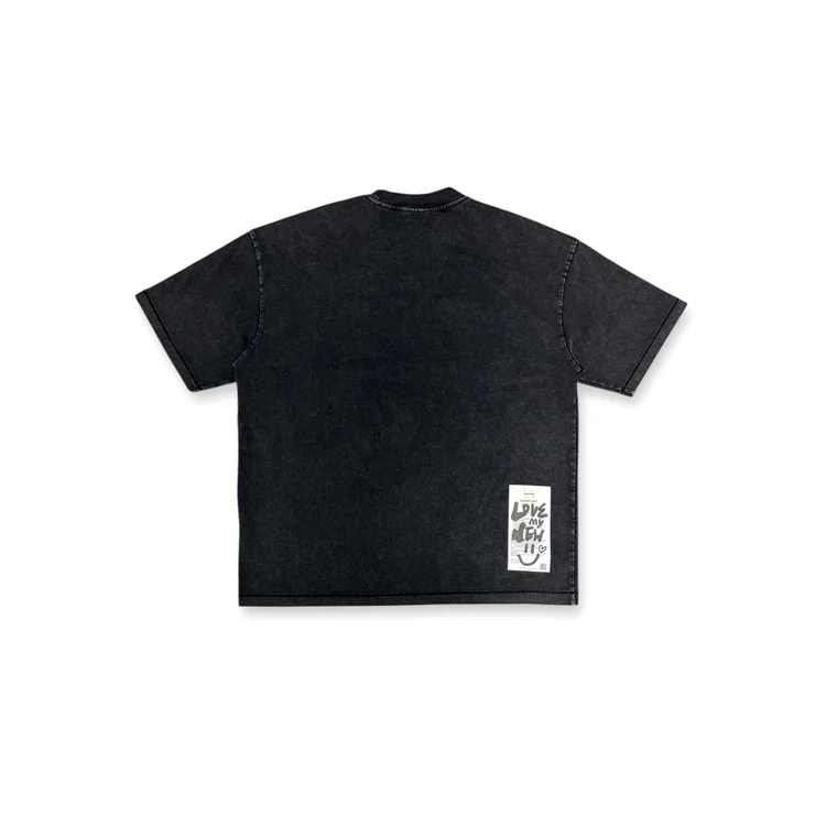 2nd Closet "I Love Milkshake" Washed T-shirt - BLACK | TE13