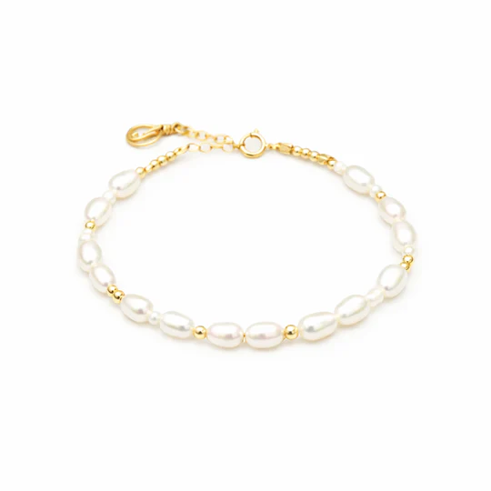 1YA0326-084 [YAY PARIS] Rice Grain Bracelet - Cultured Pearls Gold #3qugz101 (EU)