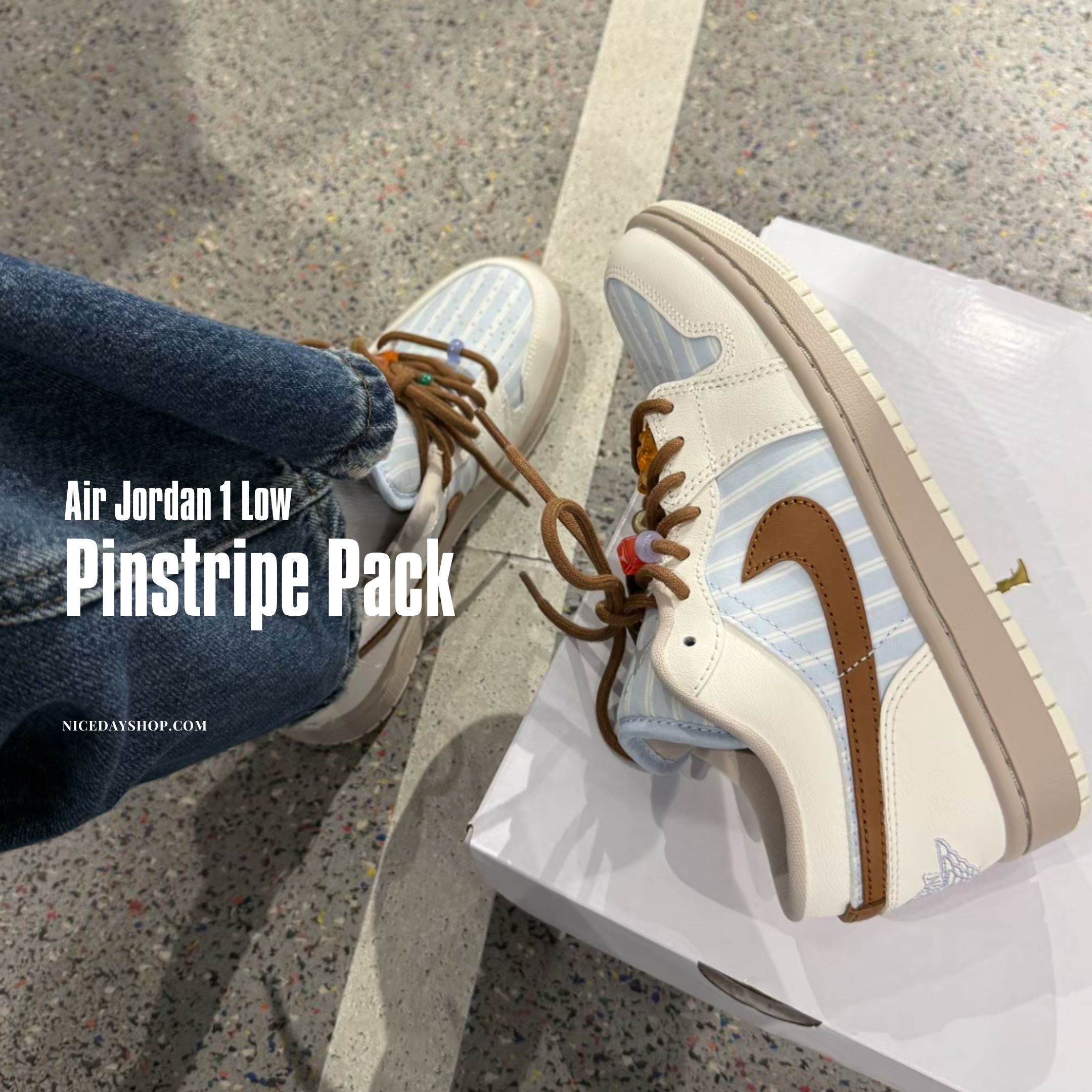 NICEDAY 代購 Nike Air Jordan 1 Pinstripe Pack 西裝 襯衫 米白 藍 摩卡 天藍 條紋 IR7553-422