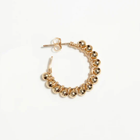 1YA0326-217 [YAY PARIS] Large Beaded Hoop Earrings Laminated Gold #23AHC-301tpbomy100 (EU)