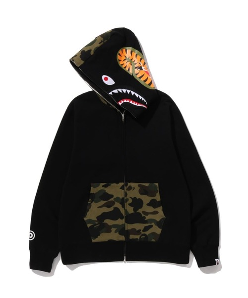 2026SS A BATHING APE BAPE SHARK FULL ZIP HOODIE 鯊魚 拼接 迷彩 外套 1L70115005