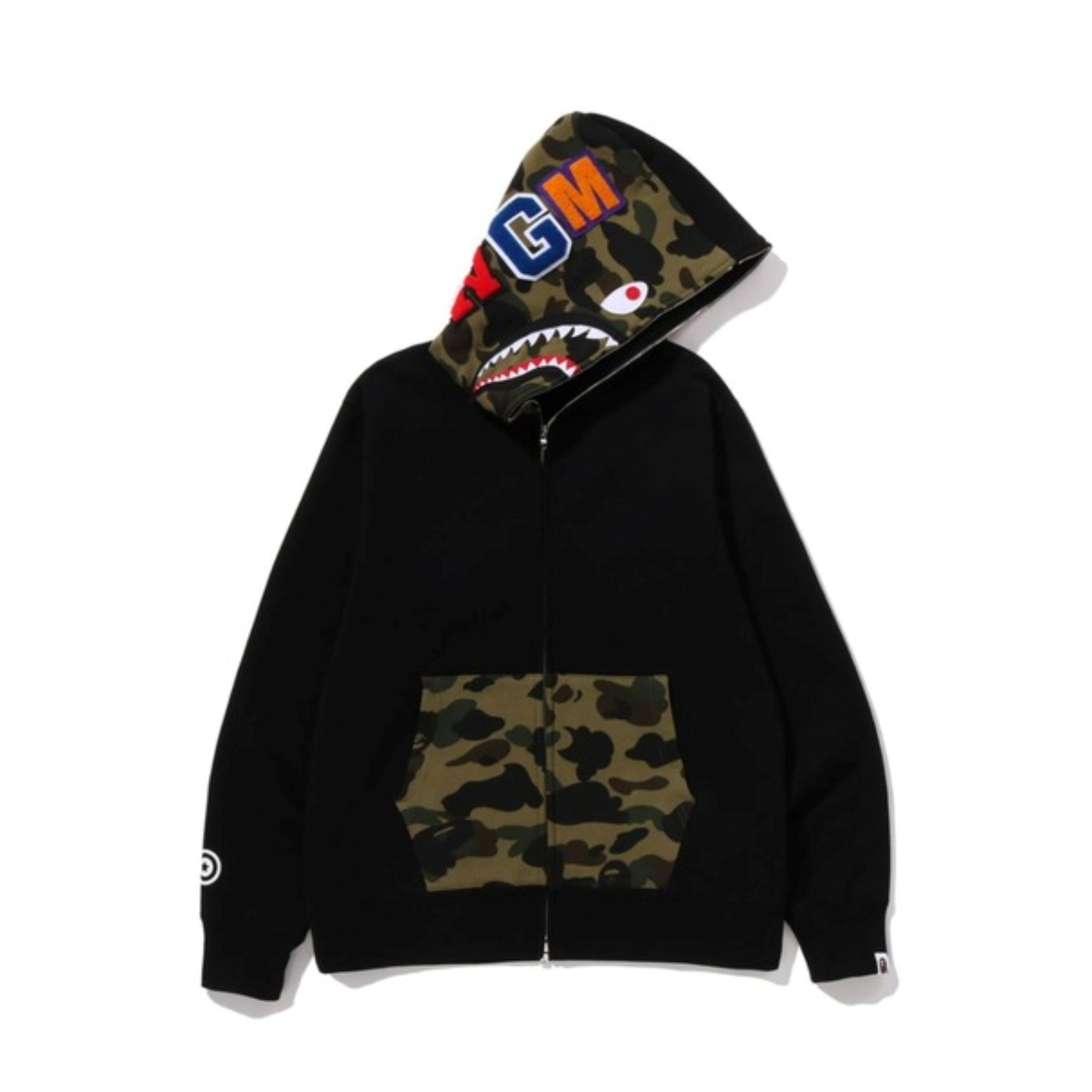 2026SS A BATHING APE BAPE SHARK FULL ZIP HOODIE 鯊魚 拼接 迷彩 外套 1L70115005