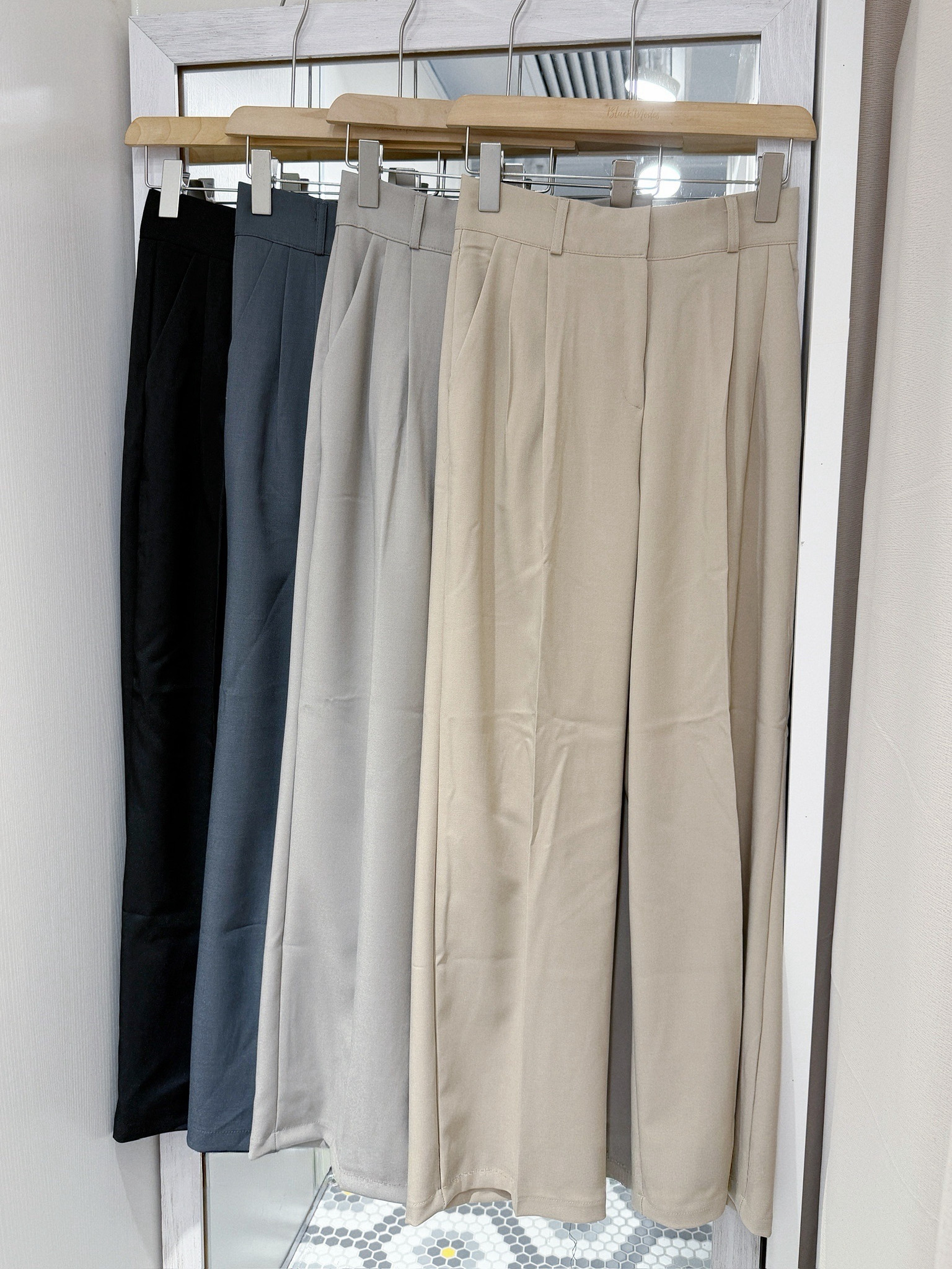 P0261｜韓系超直腳── .✦ 西裝料直筒闊腳褲