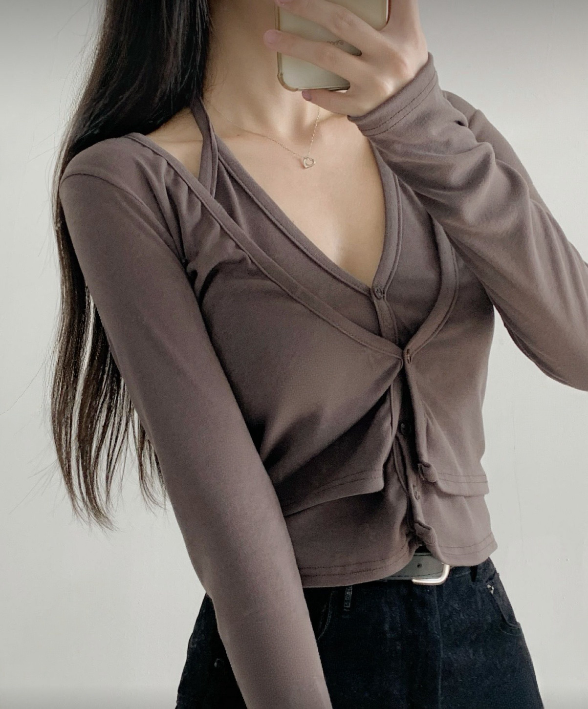 掛頸疊層假兩件