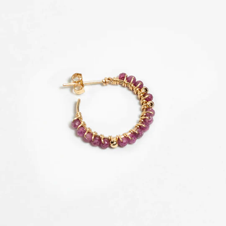 1YA0326-220 [YAY PARIS] Frida Medium-Sized Hoop Earrings Ruby Laminated Gold #24SUK-301tpfrmy130 (EU)