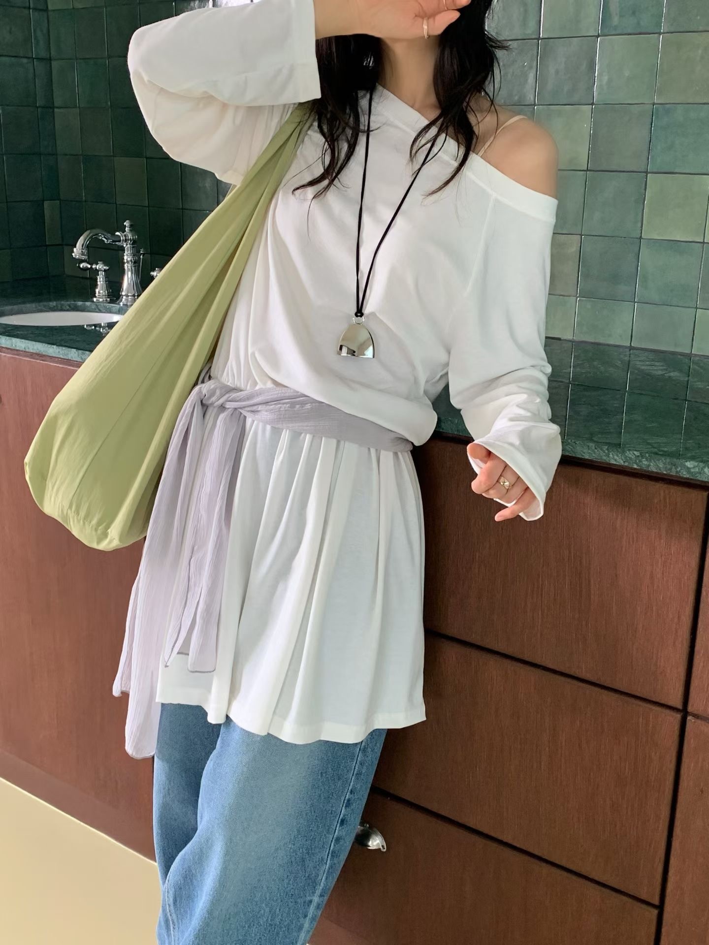 #228N723 Amazing! 軟軟的斜肩棉感Ops