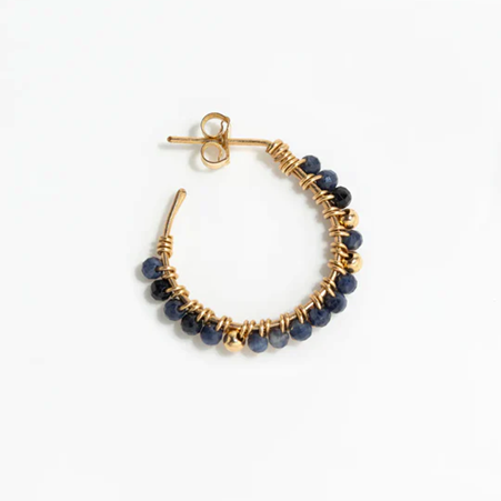 1YA0326-221 [YAY PARIS] Frida Medium-Sized Hoop Earrings Sapphire Laminated Gold #24SSC-301tpfrmy123 (EU)