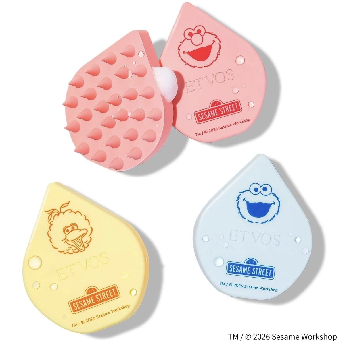 【數量限定】JP 日本 ETVOS x 芝麻街 乾濕兩用頭皮清潔按摩梳刷 4580 TK260325