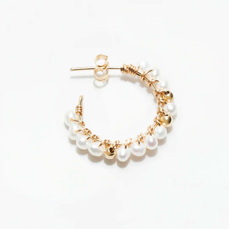 1YA0326-222 [YAY PARIS] Frida Creole Earrings Cultured Pearl Laminated Gold #301tpfrmy101 (EU)