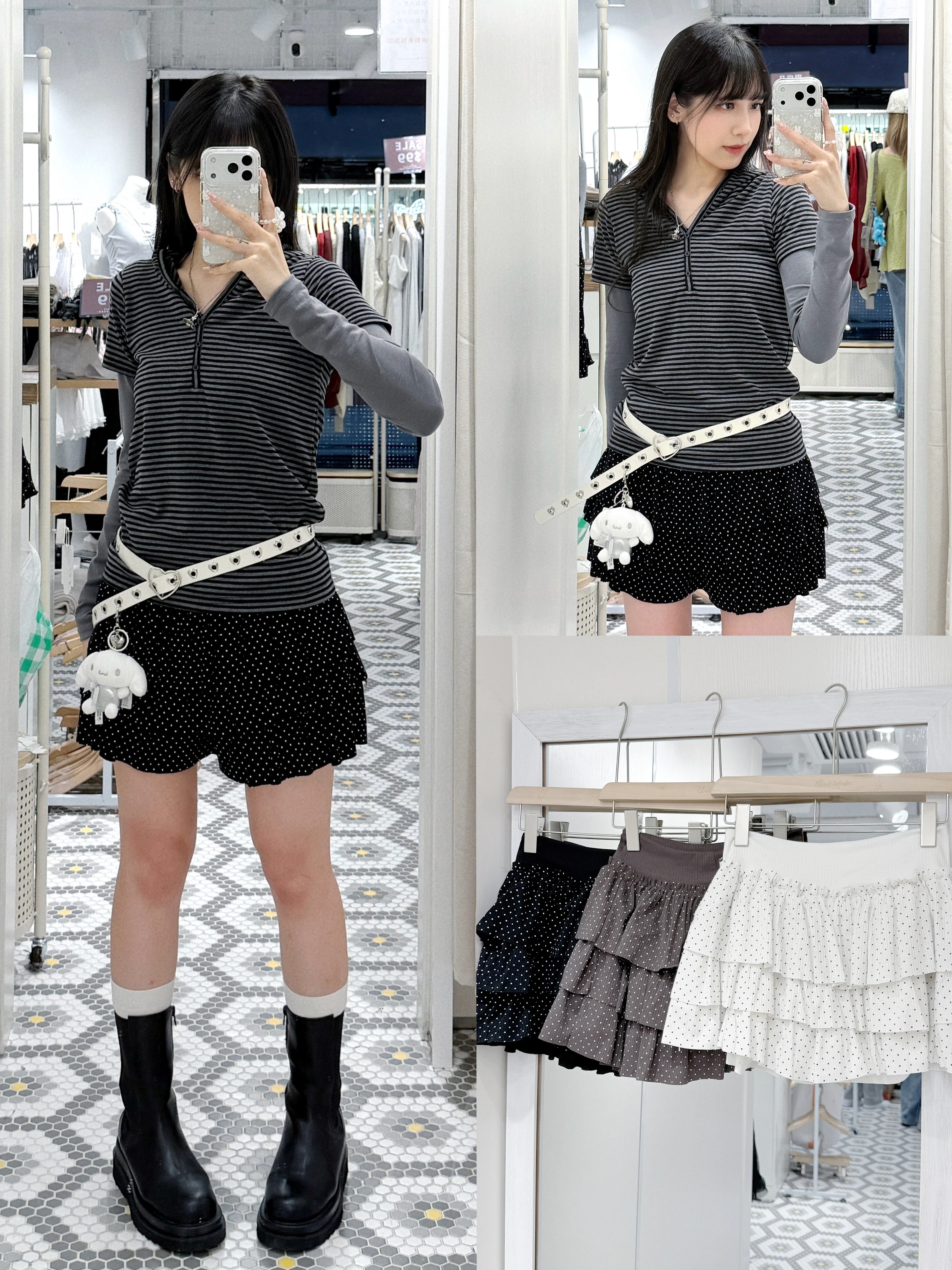 D0503｜韓系Y2K✮ ⋆ ˚｡𖦹 ⋆｡° 波點迷你蛋糕短裙