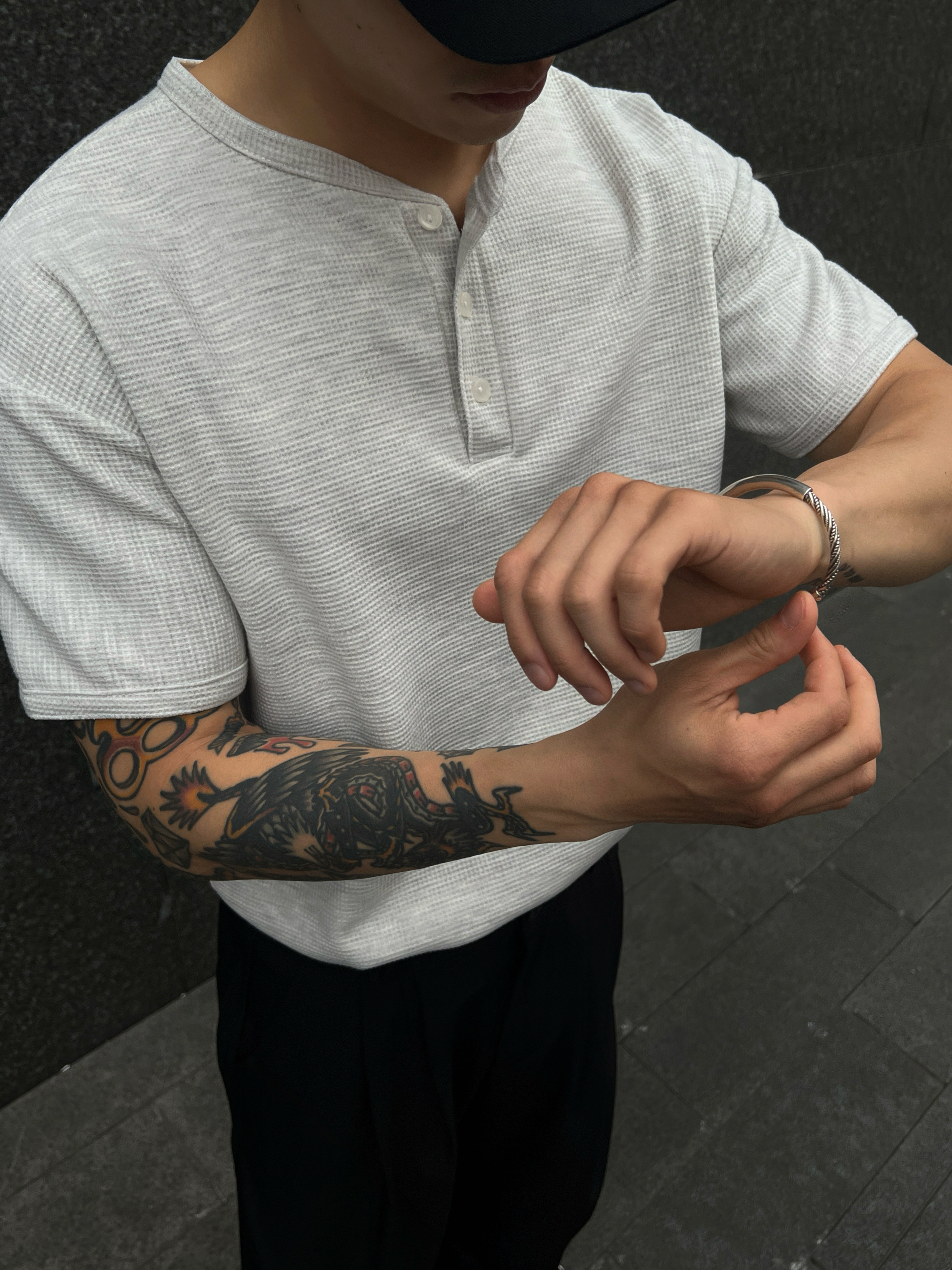 [1atm] 鋼扣-紐紋手環