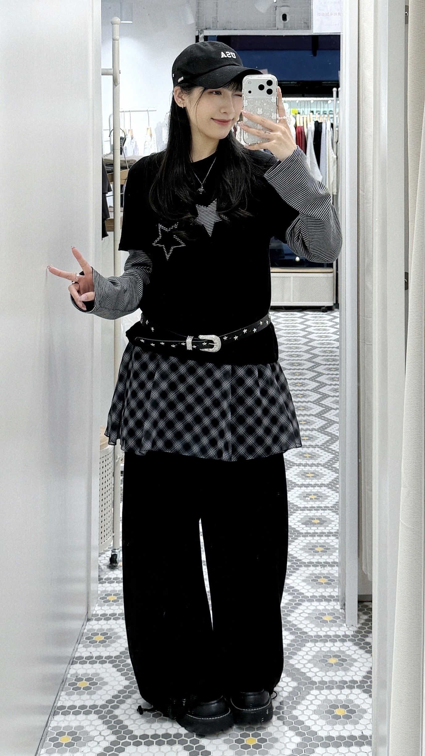 D0548｜復古少女格紋透透感微傘感短裙✧₊⁺🕯