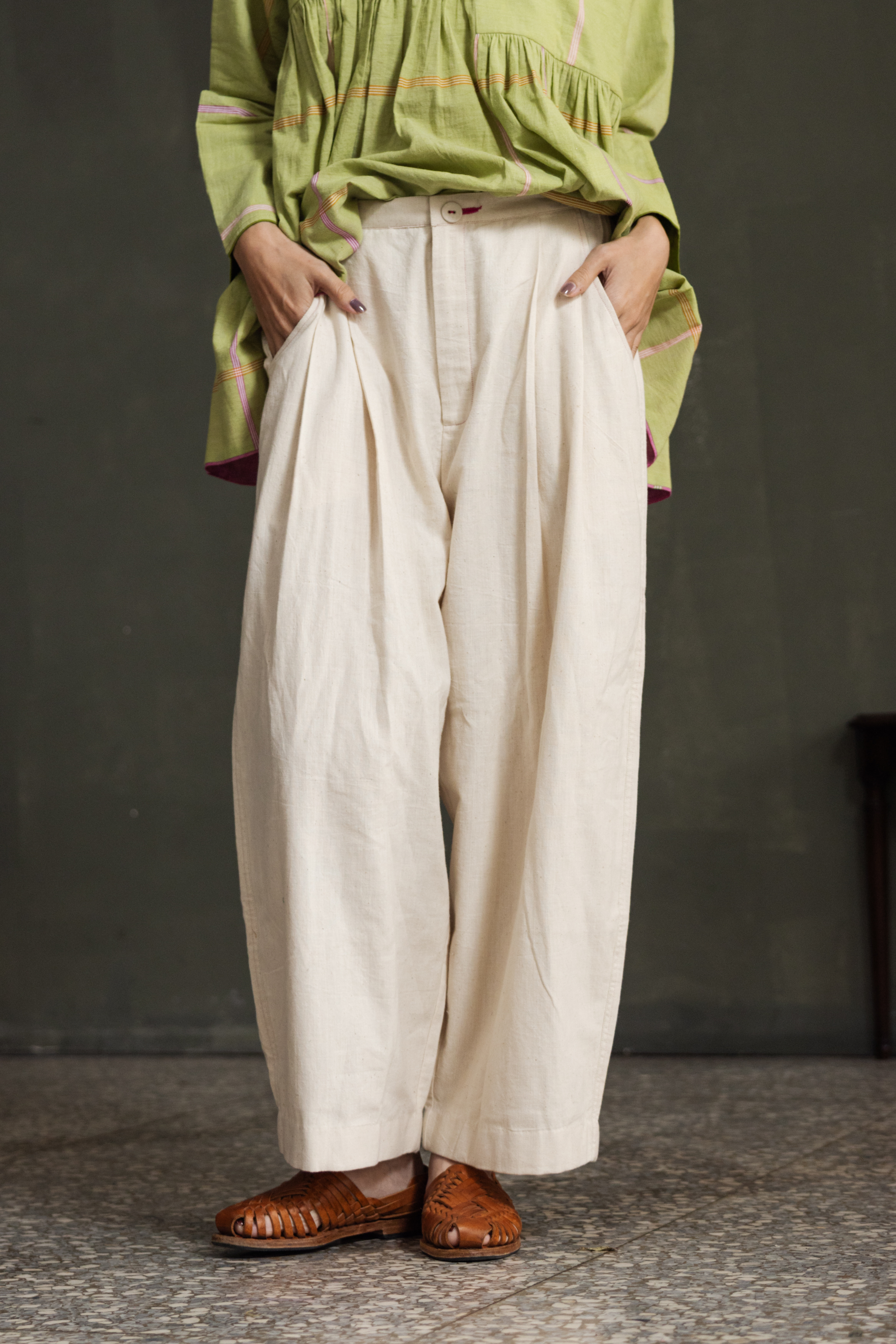 【Kilchu】Bunai pleated pants_White