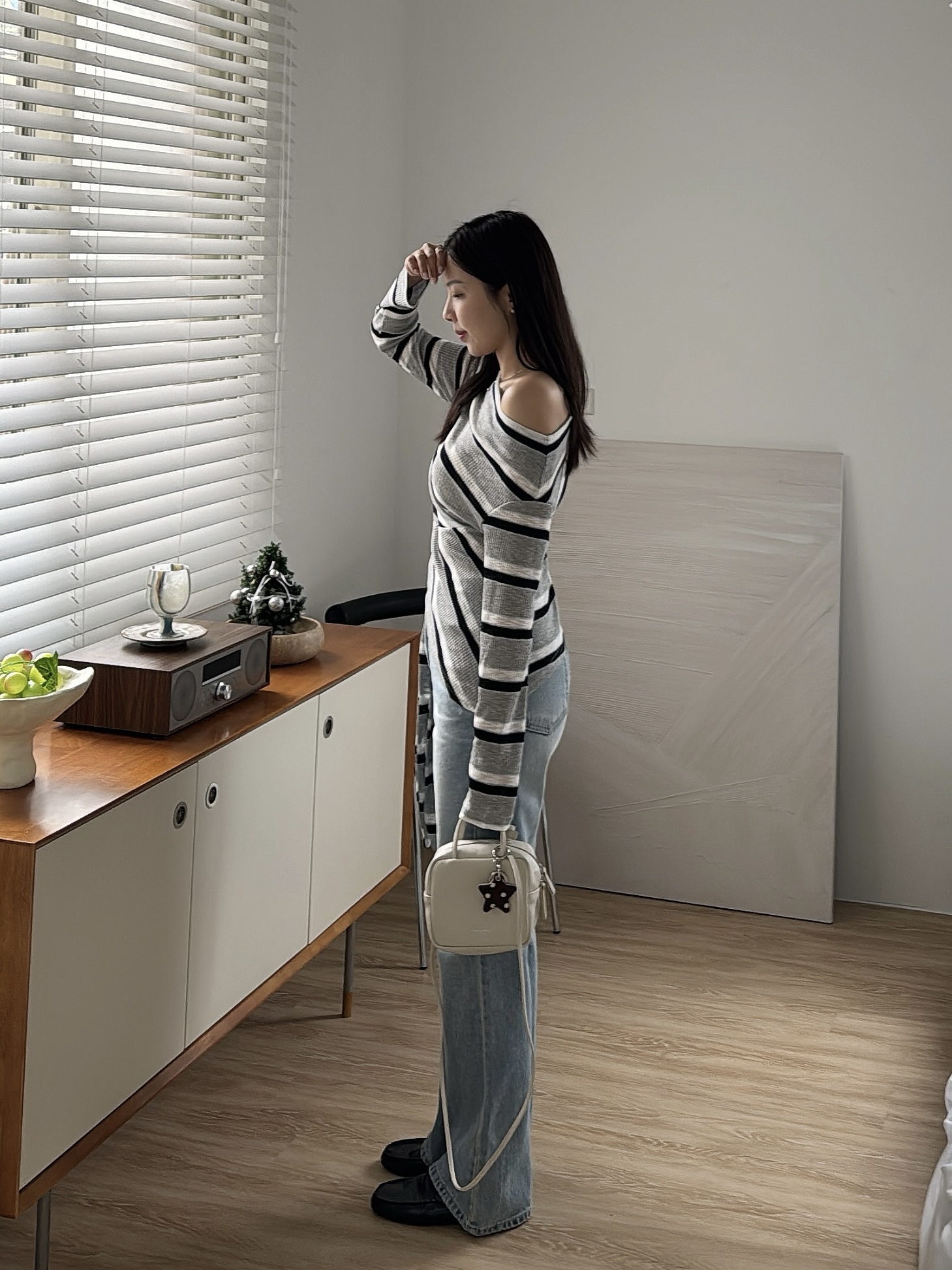 L05 方塊牛皮包包 (咖色/米白)