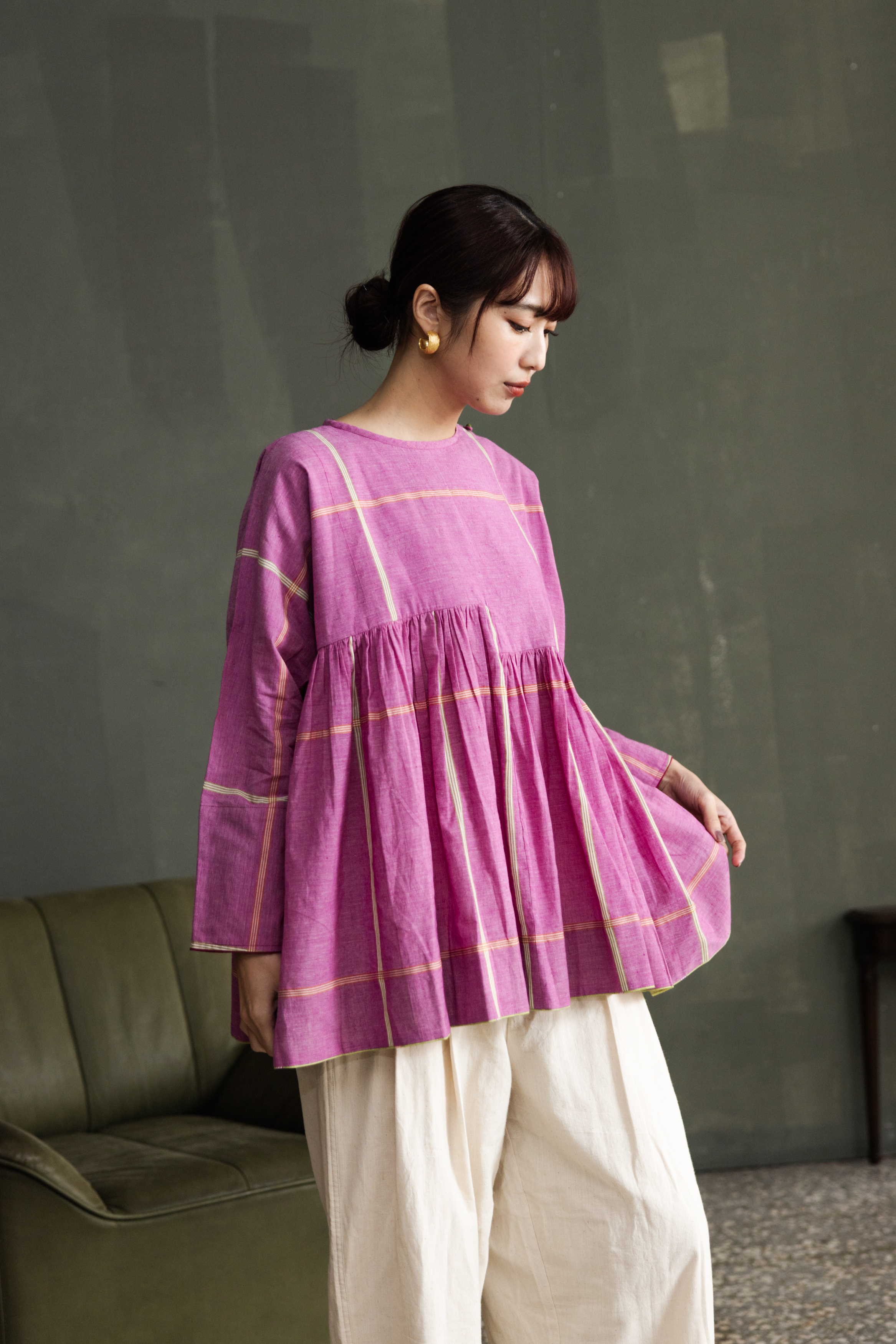 【Kilchu】Rumal checks Top _Pink