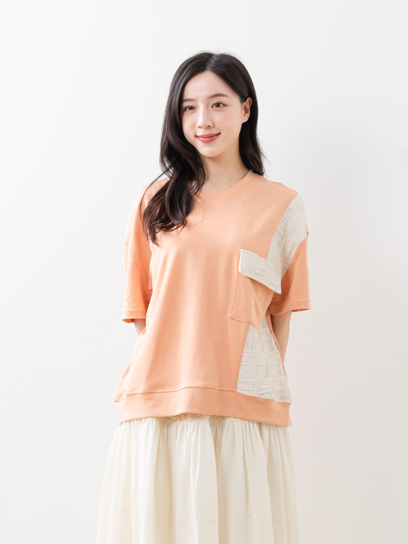 壓縐拼接口袋上衣織帶下擺繡花棉長裙組合