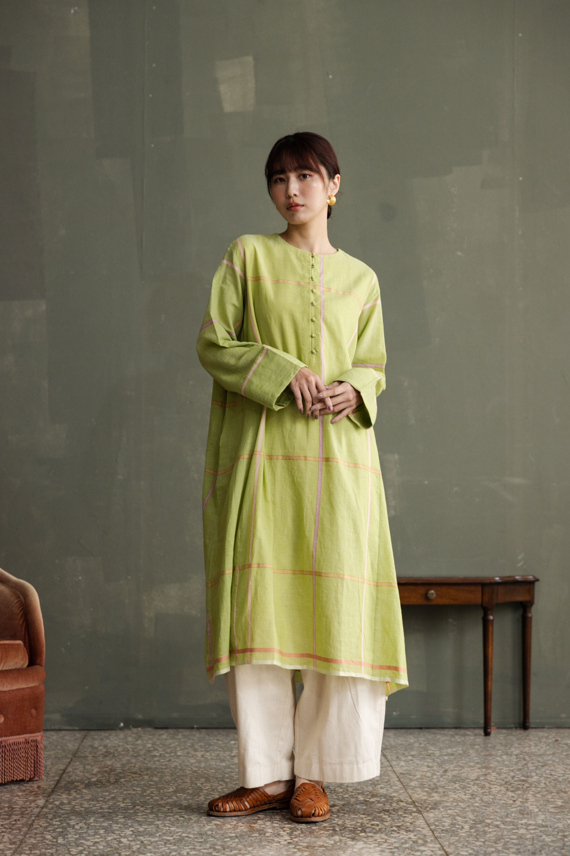 【Kilchu】Rumal checks Kurta _Green