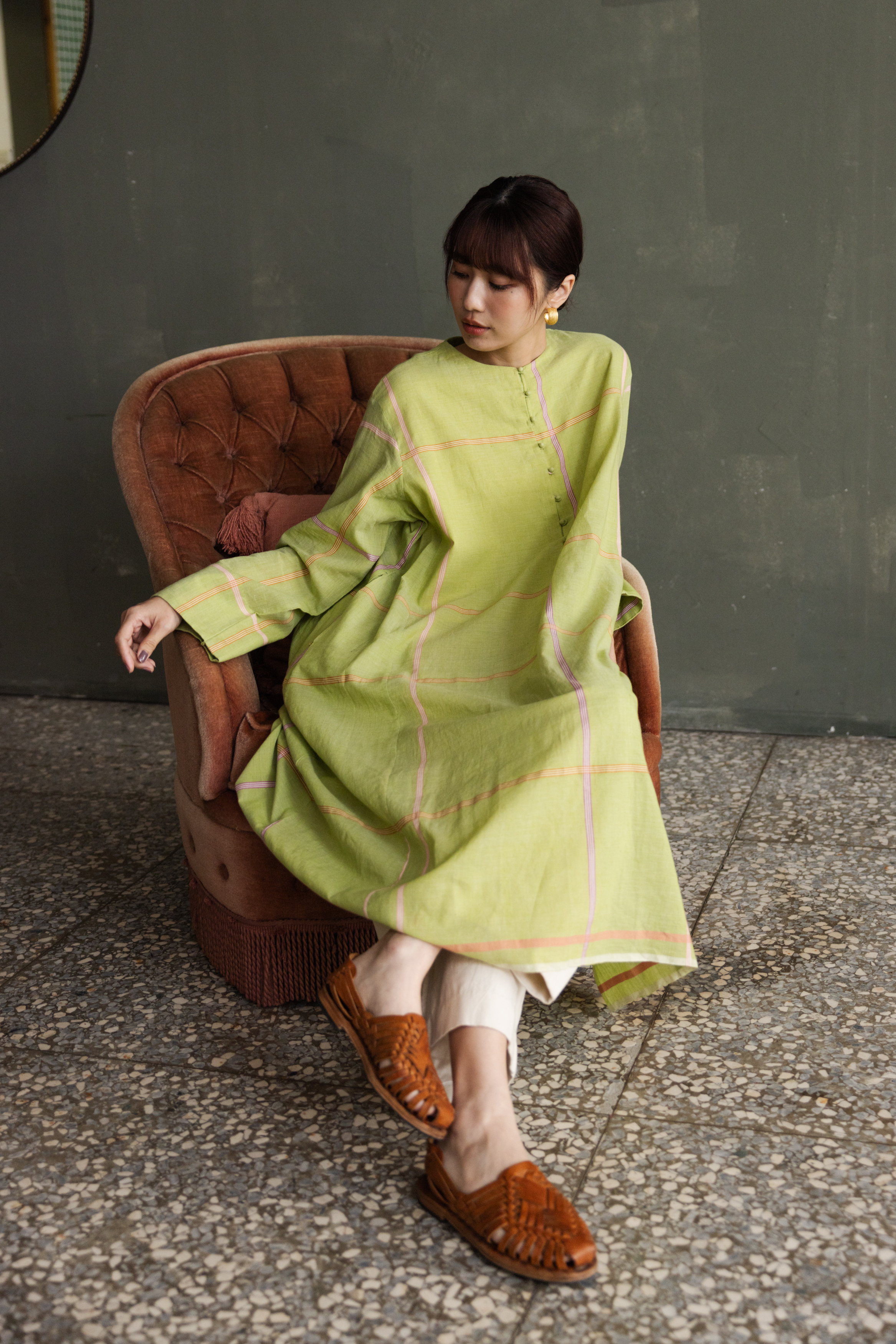 【Kilchu】Rumal checks Kurta _Green