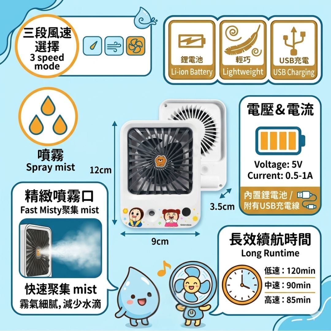 小燦| 迷你風扇 便攜風扇 |手提風扇(噴霧)
