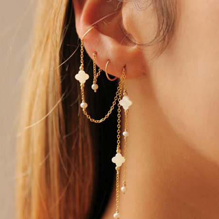 1YA0326-235 [YAY PARIS] Swan Star Earring Mother Of Pearl Laminated Gold #340insw102 (EU)