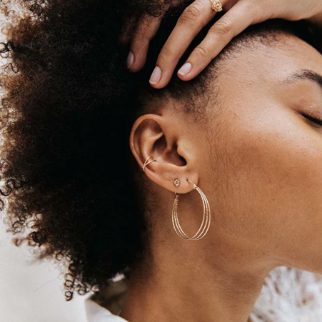 1YA0326-242 [YAY PARIS] Essential Faux Criss-Cross Piercing Laminated Gold #23AHC-320xrecL00 (EU)