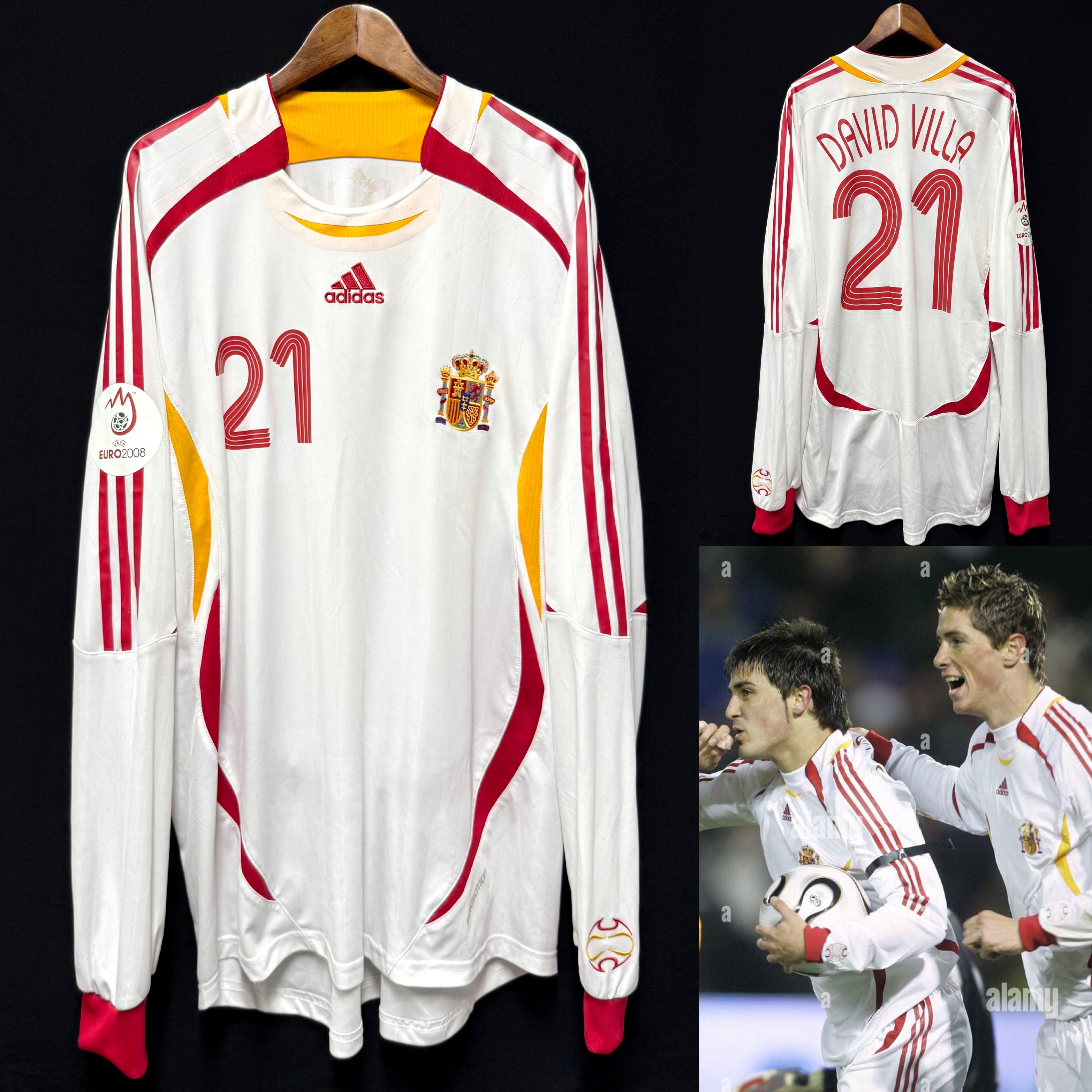 (Match Issue) Spain 2006-2007 Adidas L/S Match Issue Shirt #21 DAVID VILLA