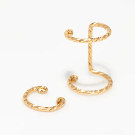 1YA0326-248 [YAY PARIS] Fake Piercing Sparkle Duo Laminated Gold #9ecdu100 (EU)