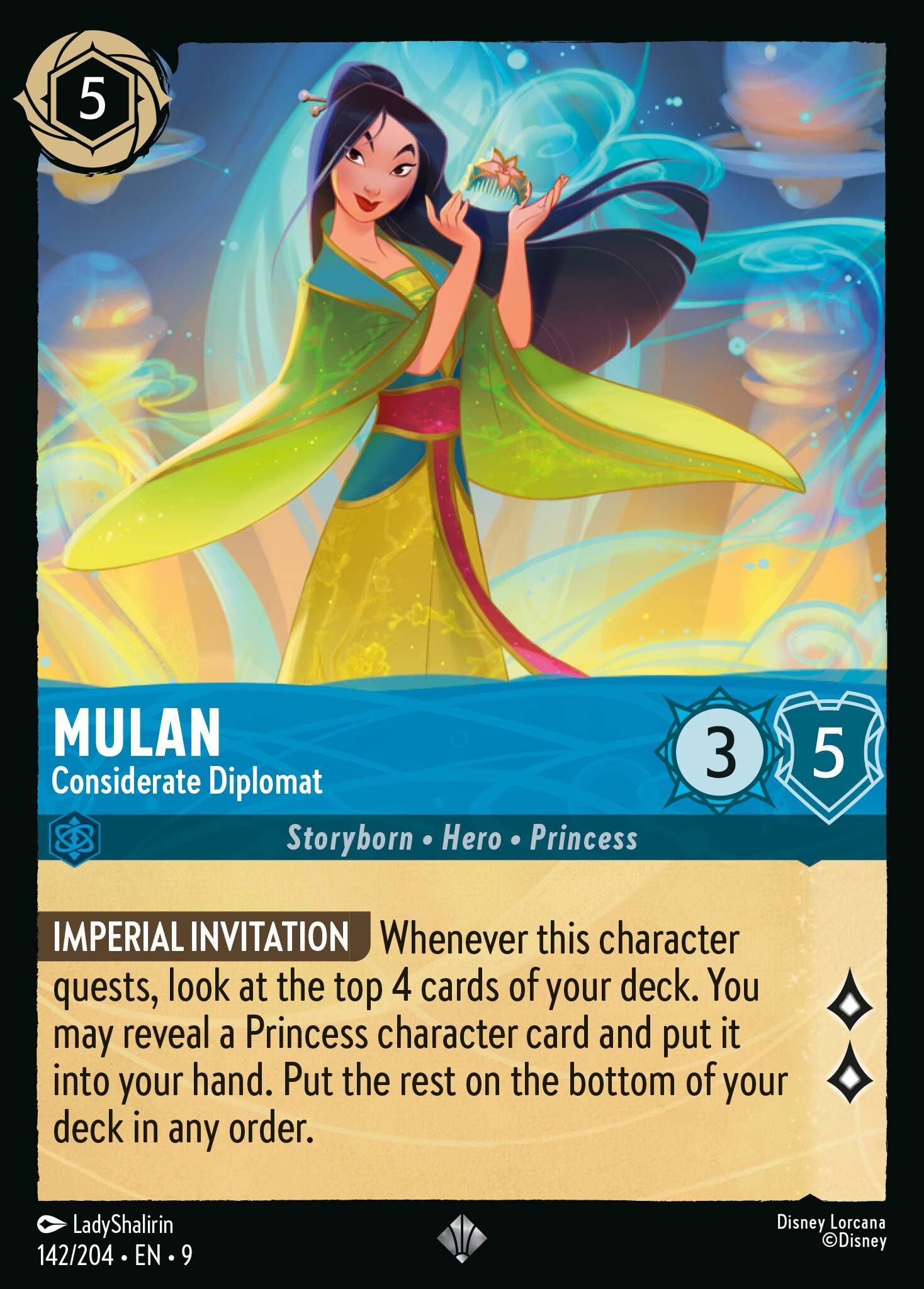 Fabled - 142/204 Mulan - Considerate Diplomat SR (Foil)