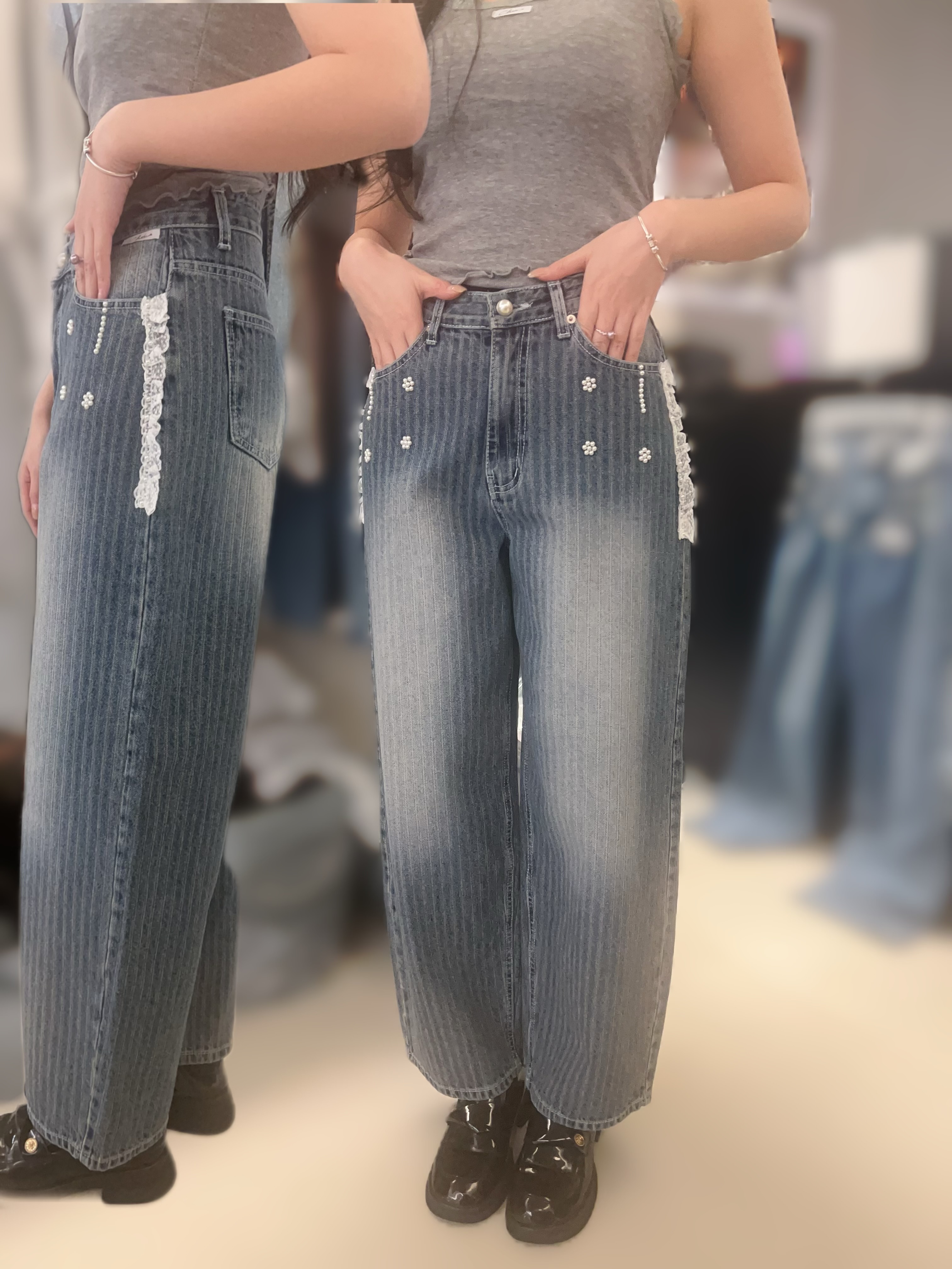 MP41 韓國🇰🇷牛仔褲👖  S:腰28 HIP43 長  40/ M:腰30 HIP45 長  40/ L:腰32 HIP47 長40  $599[一口價]