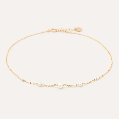1YA0326-255 [YAY PARIS] Lucky Anklet Cultured Pearls Laminated Gold #11chpe101 (EU)