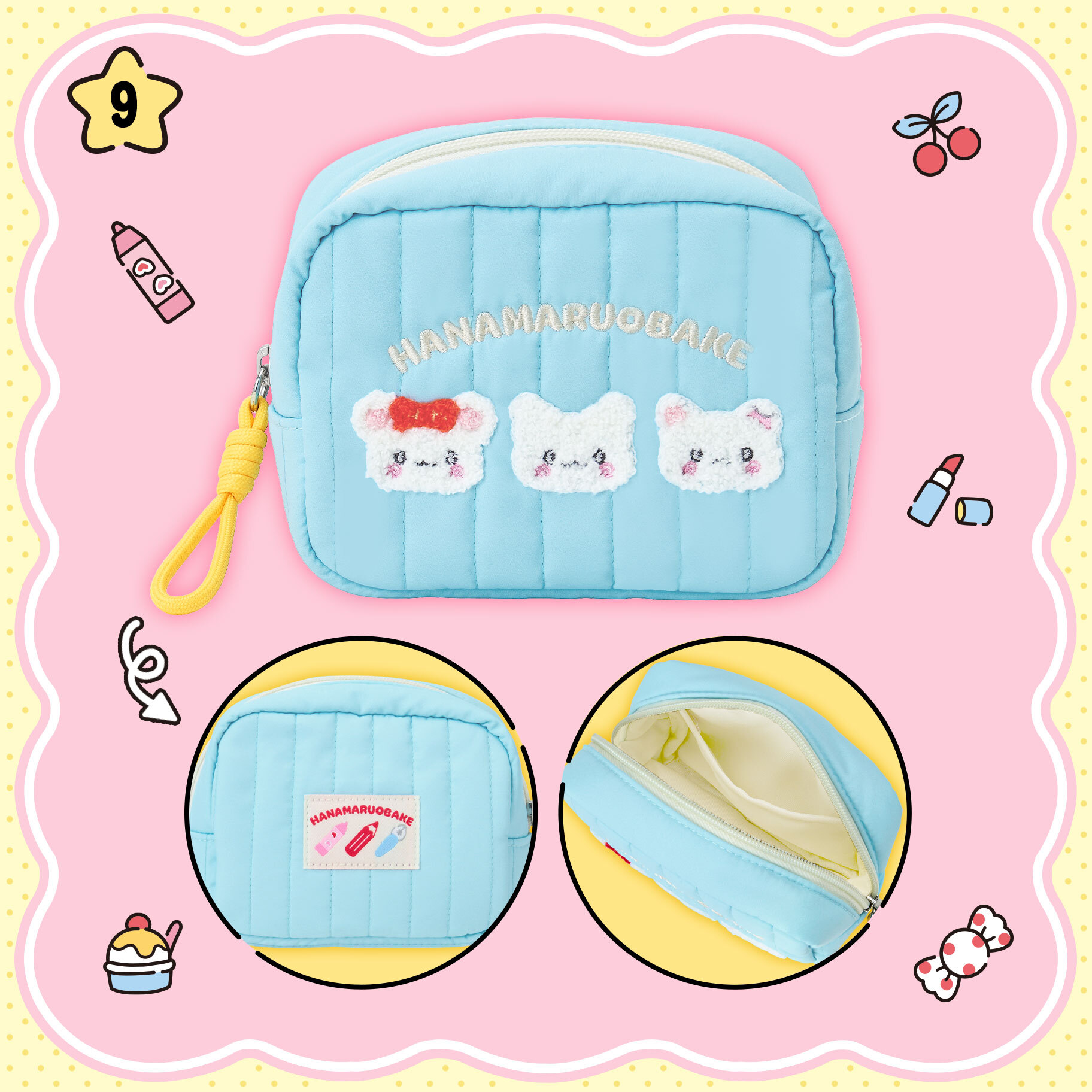 日本 Sanrio Hanamaruobake 花丸鬼鬼 3周年系列 - 化妝袋