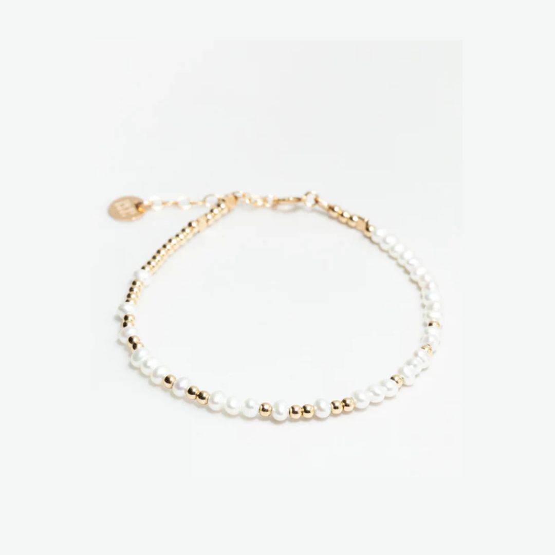 1YA0326-090 [YAY PARIS] Queen Bracelet - Cultured Pearl Rolled Gold #201siqu101 (EU)
