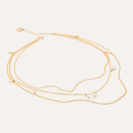 1YA0326-258 [YAY PARIS] Triple Ankle Chain Envolée De Perles Laminated Gold #11epmr101 (EU)