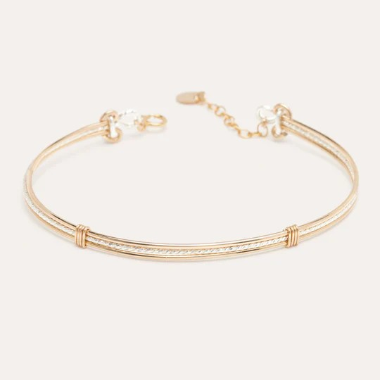 1YA0326-095 [YAY PARIS] Two-Tone Diamond Bangle Gold #22AHC-203trdi410 (EU)
