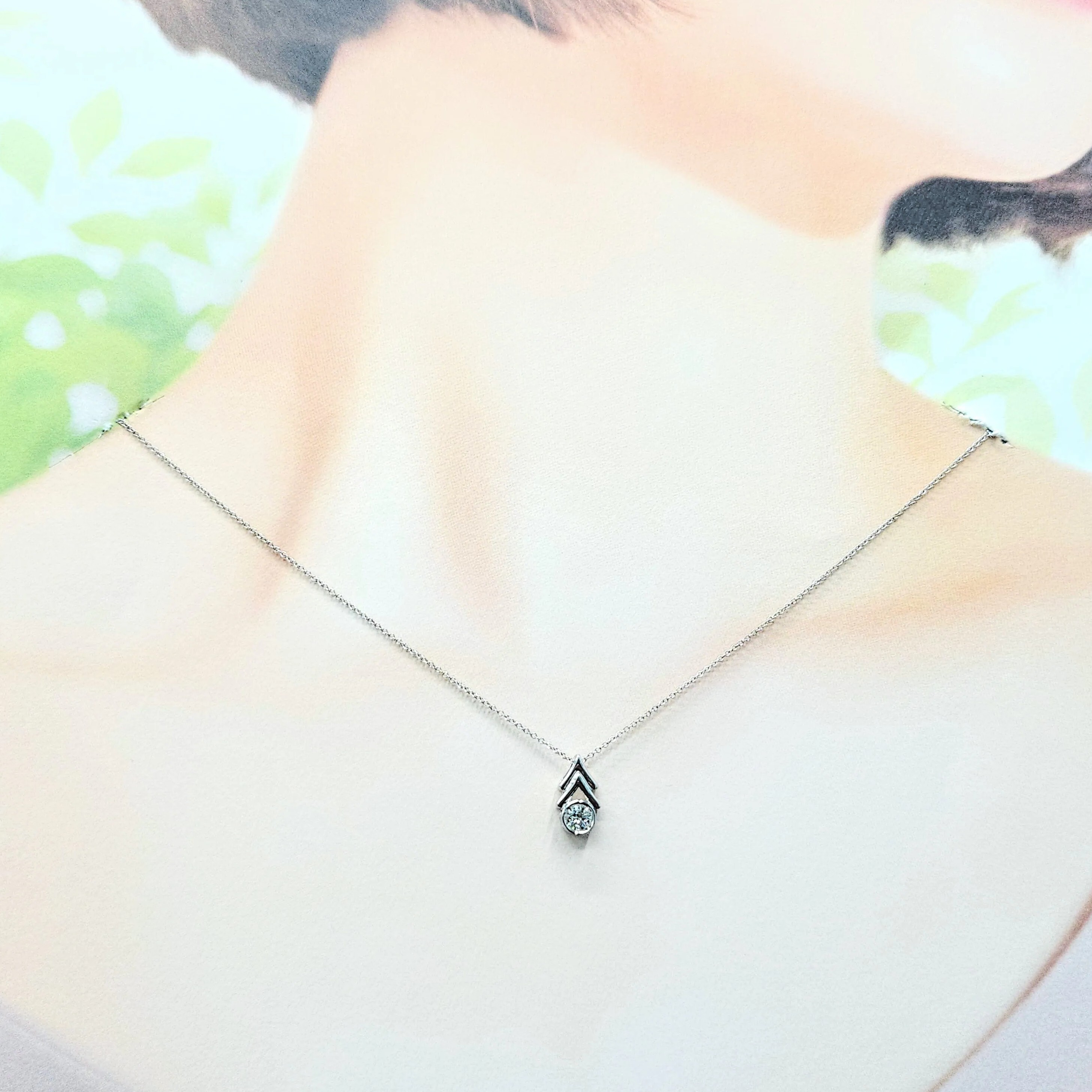 全新18K白金【單粒25份鑽石】吊墜