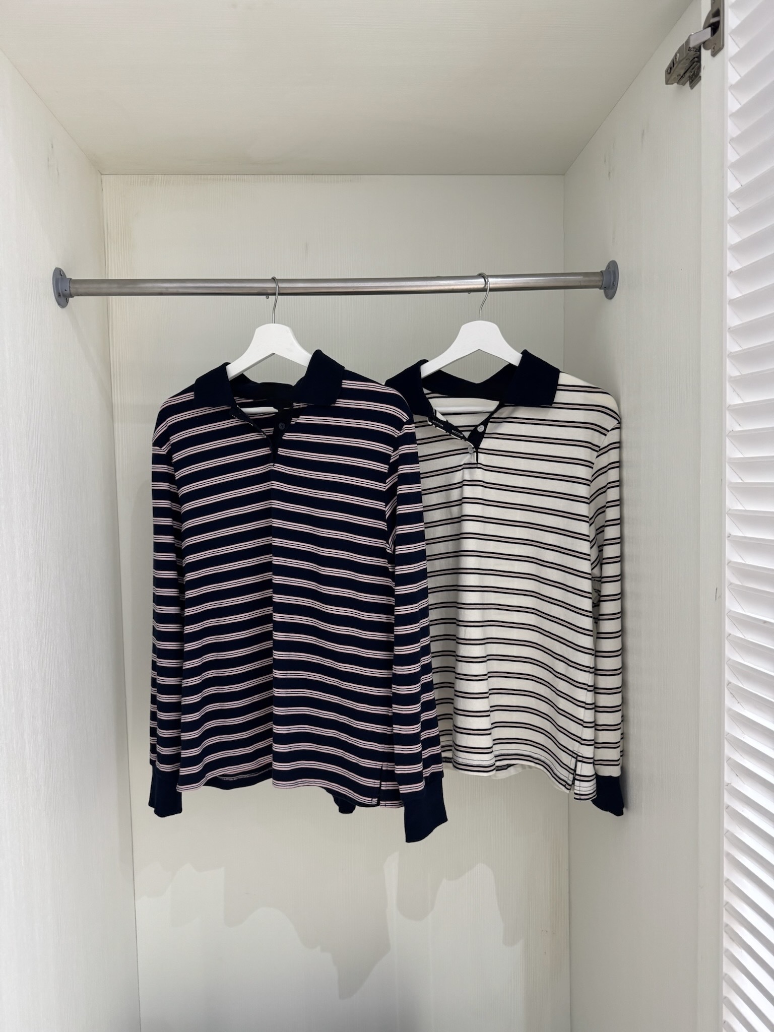 U07 miu風小領條紋上衣(深藍/白)