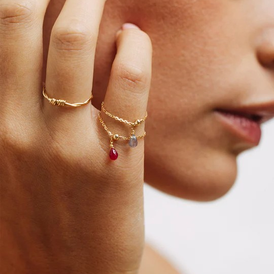 1YA0326-322 [YAY PARIS] Mia Tassel Chain Ring - 750‰ White Sapphire Gold #101ppmiJ119 (EU)