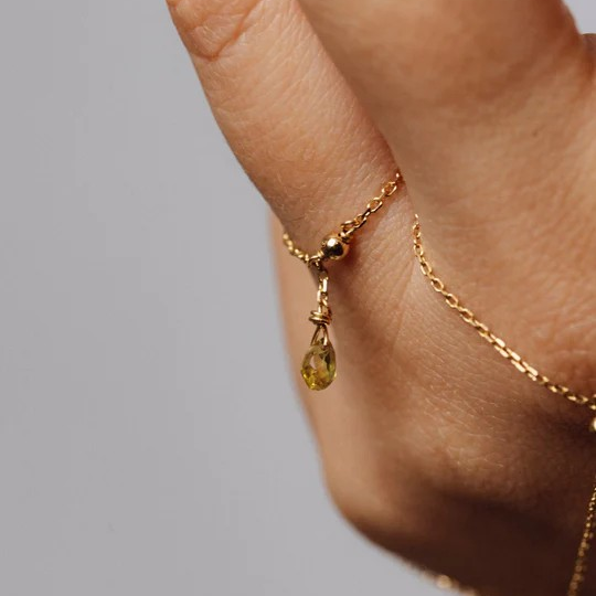 1YA0326-325 [YAY PARIS] Mia Tassel Chain Ring - 750‰ Gold Light Pink Sapphire #101ppmiJ123 (EU)