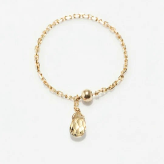 1YA0326-324 [YAY PARIS] Mia Tassel Chain Ring - 750‰ Gold Orange Sapphire #101ppmiJ124 (EU)