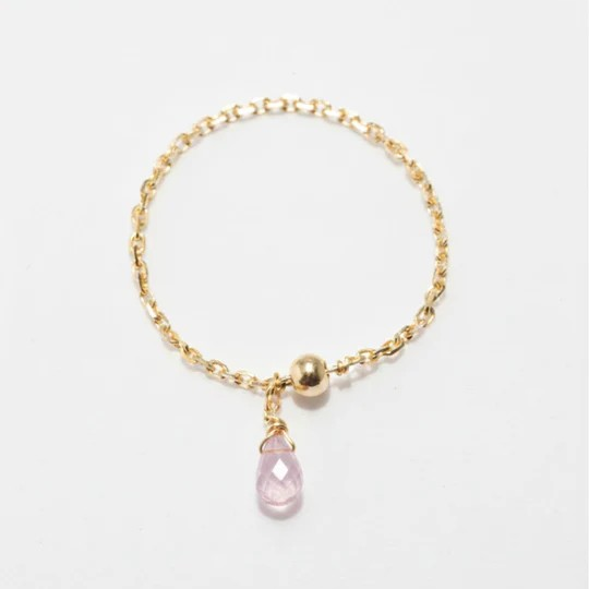 1YA0326-325 [YAY PARIS] Mia Tassel Chain Ring - 750‰ Gold Light Pink Sapphire #101ppmiJ123 (EU)