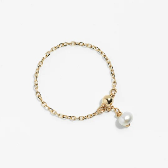 1YA0326-328 [YAY PARIS] Mia Tassel Chain Ring - 750‰ Gold - Cultured Pearl #101ppmiJ01 (EU)