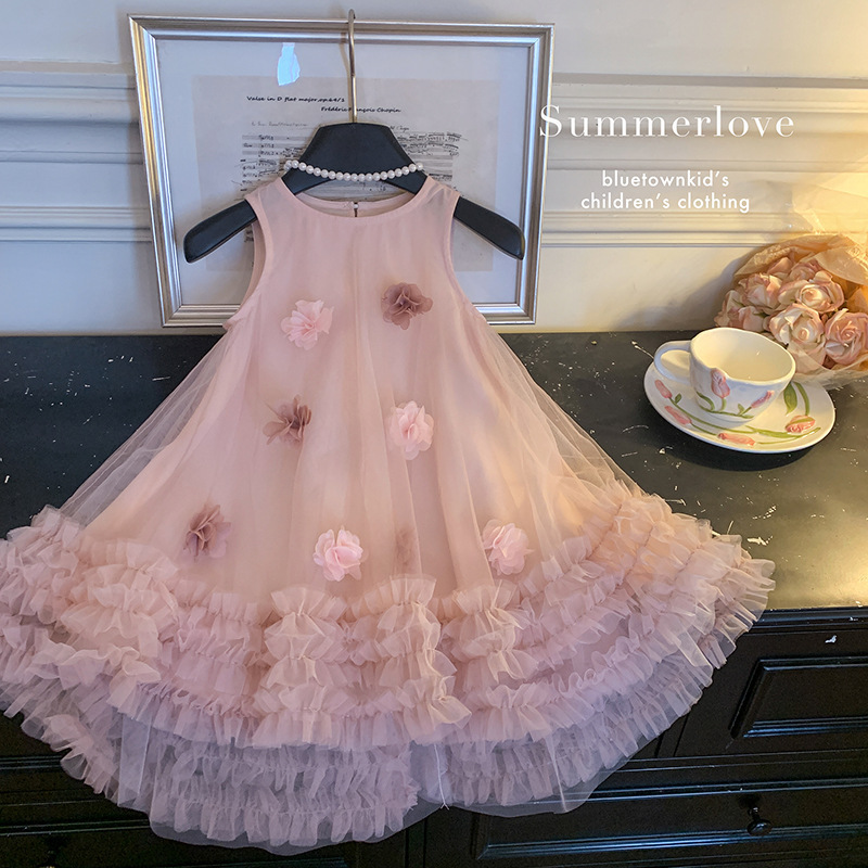 無袖花瓣下擺抓紗洋裝 90-150cm #25X120