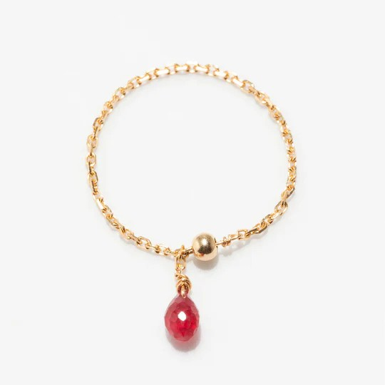 1YA0326-329 [YAY PARIS] Mia Tassel Chain Ring - 750‰ Ruby Gold #101ppmiJ55 (EU)