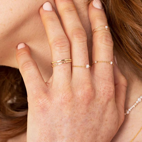 1YA0326-335 [YAY PARIS] Dense Hammered Ring - 750‰ Gold #21SSJ-1jcms100 (EU)