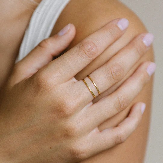 1YA0326-336 [YAY PARIS] Diffused Hammered Ring - 750‰ Gold #21SSJ-1jcmd100 (EU)