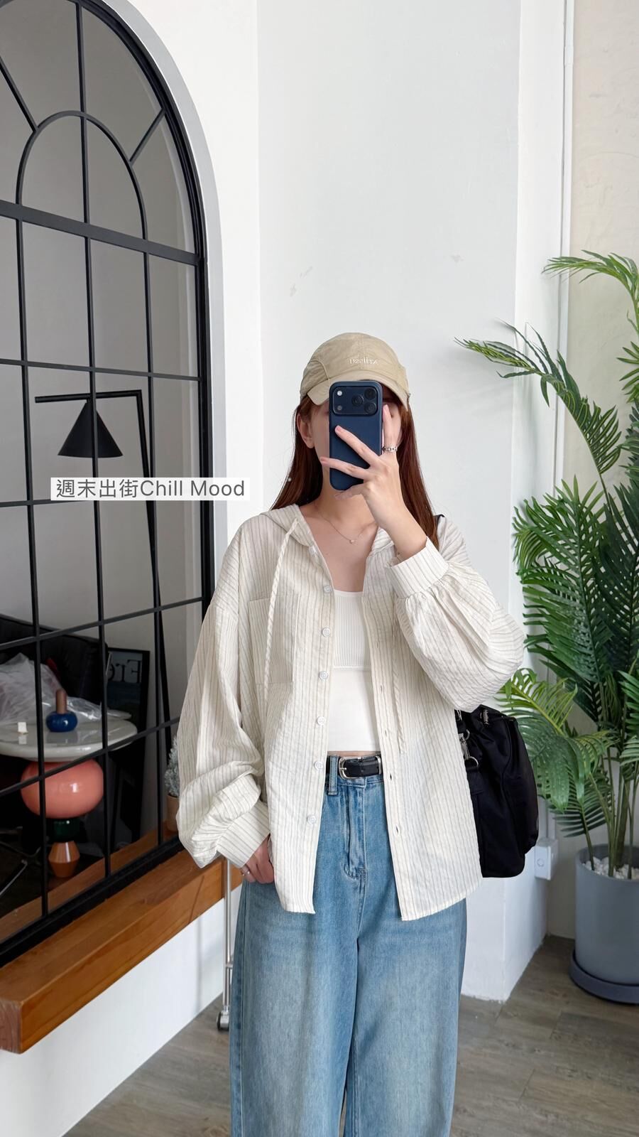 KR505 韓式直紋連帽恤衫外套-2色